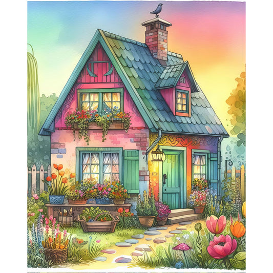 Diamond Painting - Full Round - Colorful courtyard¡¤housing architecture (40*50CM)