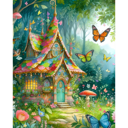 Diamond Painting - Full Round - Forest cabin¡¤house construction (40*50CM)