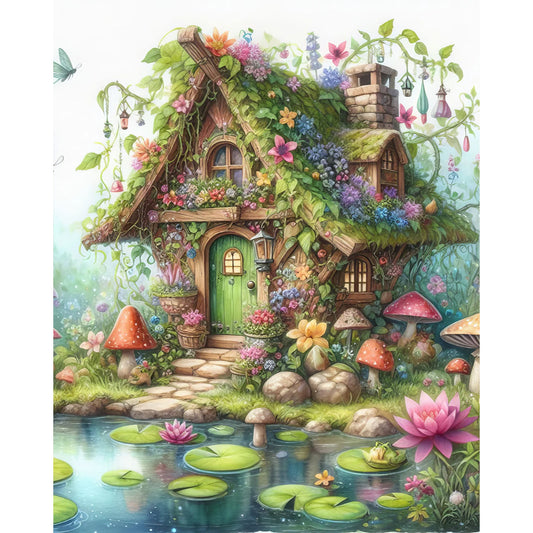 Diamond Painting - Full Round - Pond Cottage¡¤House Construction (40*50CM)