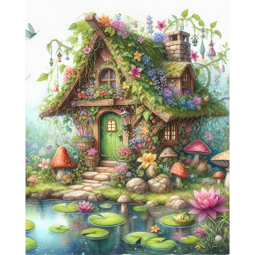 Diamond Painting - Full Round - Pond Cottage¡¤House Construction (40*50CM)
