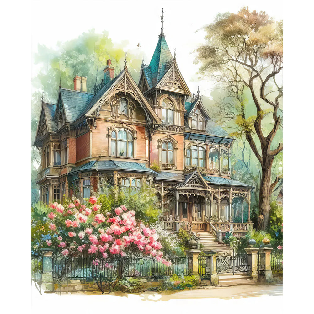 Diamond Painting - Full Round - Blue Villa ¡¤ House Architecture (40*50CM)