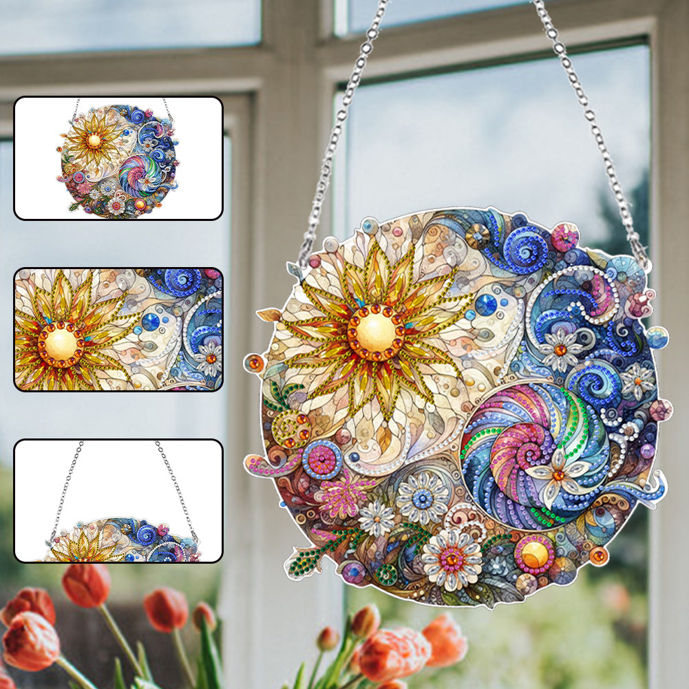 Suncatcher Animal Flower Stained Glass Colorful Diamond Painting Hanging Pendant