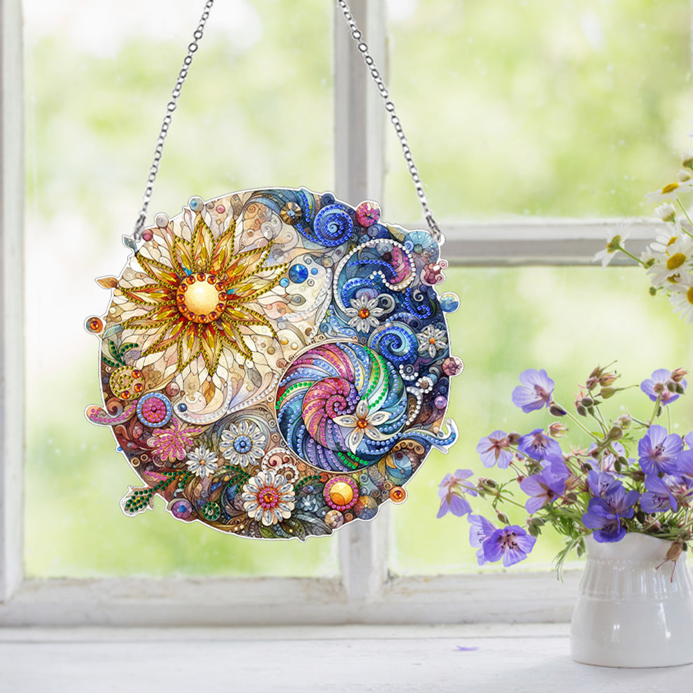 Suncatcher Animal Flower Stained Glass Colorful Diamond Painting Hanging Pendant