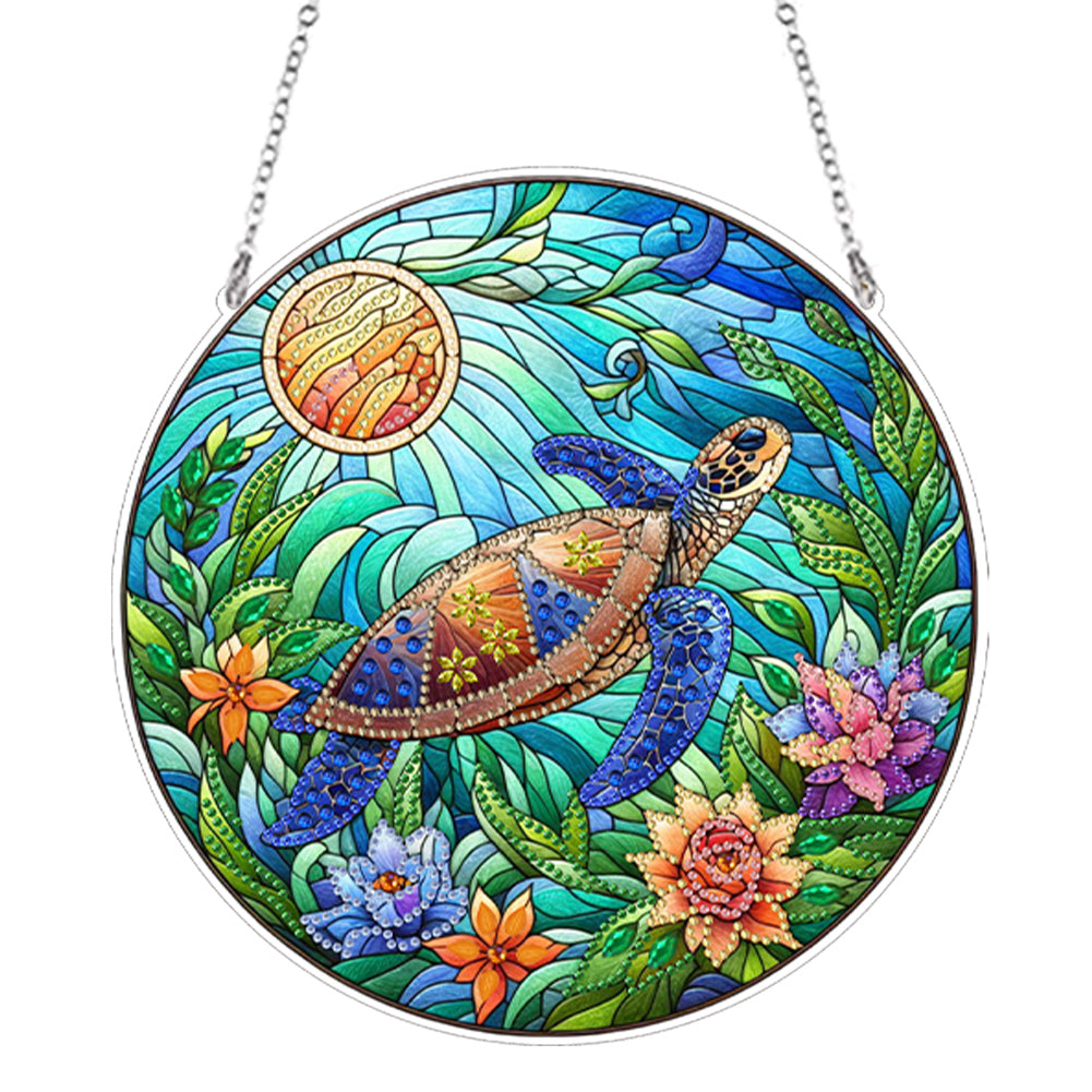Suncatcher Animal Flower Stained Glass Colorful Diamond Painting Hanging Pendant