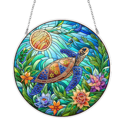 Suncatcher Animal Flower Stained Glass Colorful Diamond Painting Hanging Pendant