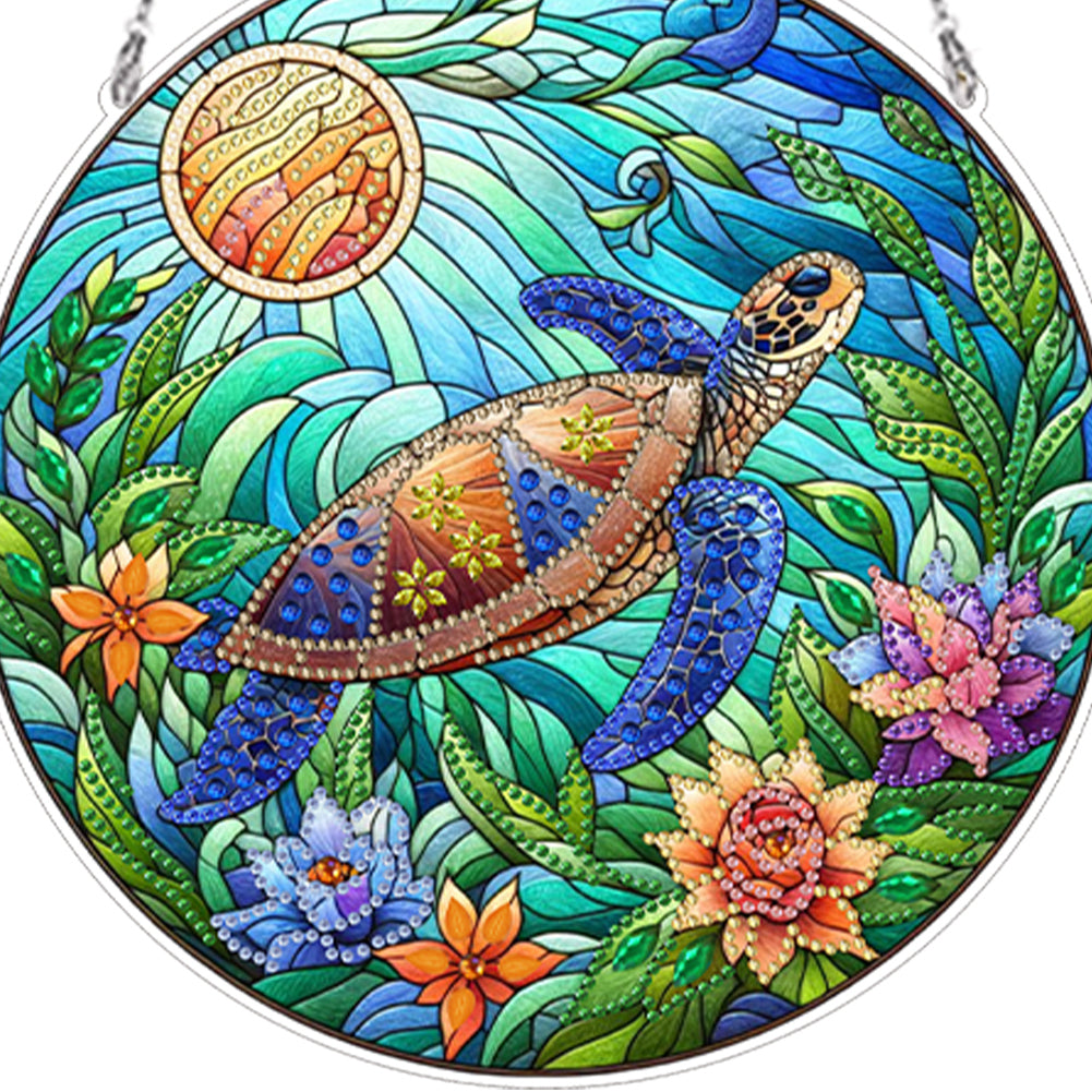 Suncatcher Animal Flower Stained Glass Colorful Diamond Painting Hanging Pendant