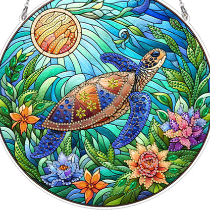 Suncatcher Animal Flower Stained Glass Colorful Diamond Painting Hanging Pendant