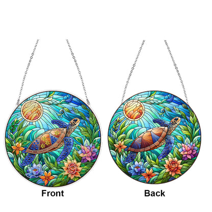 Suncatcher Animal Flower Stained Glass Colorful Diamond Painting Hanging Pendant