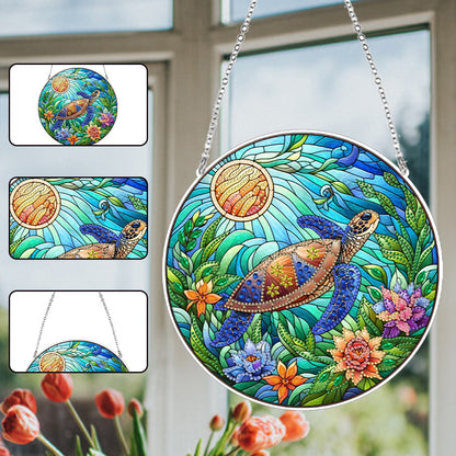 Suncatcher Animal Flower Stained Glass Colorful Diamond Painting Hanging Pendant