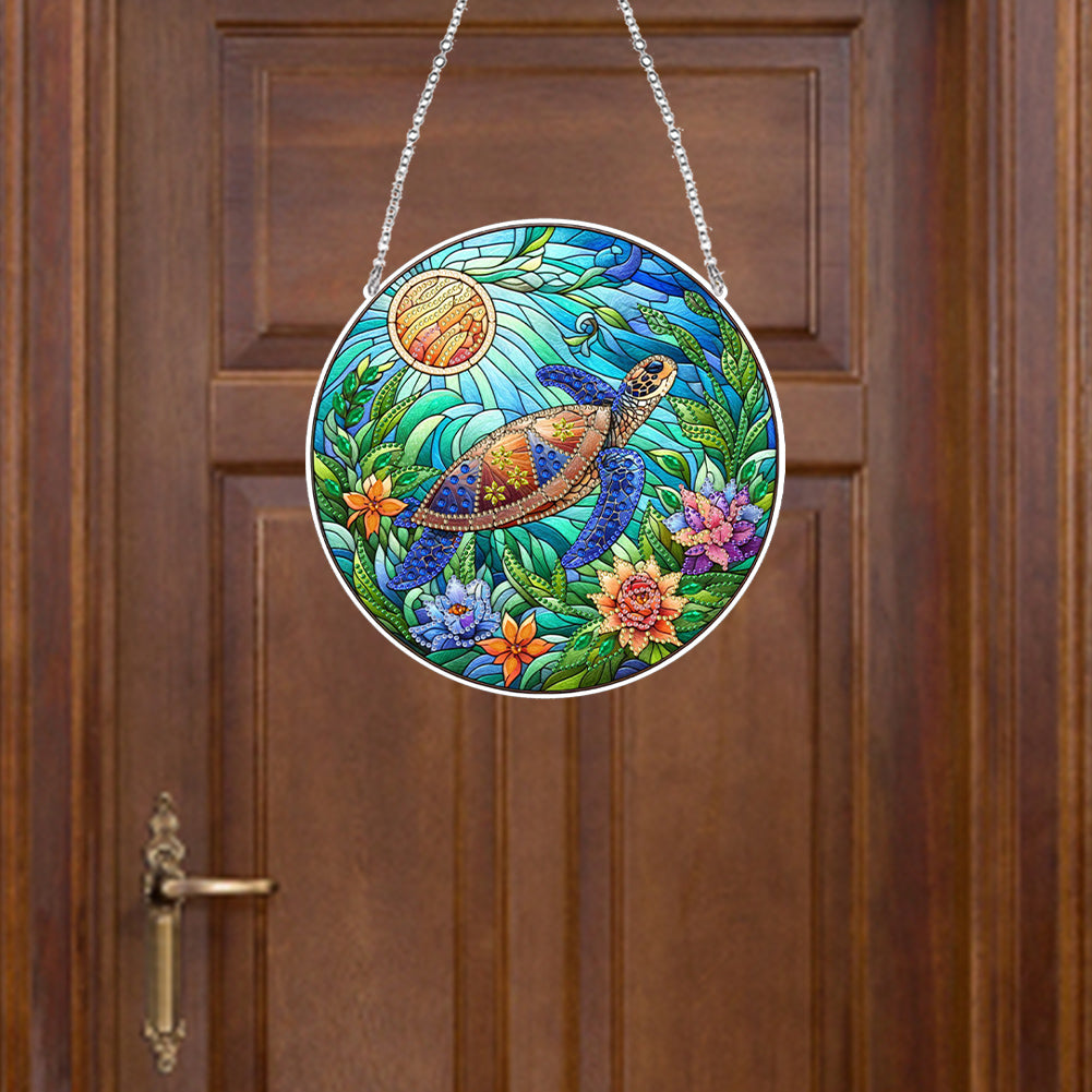 Suncatcher Animal Flower Stained Glass Colorful Diamond Painting Hanging Pendant