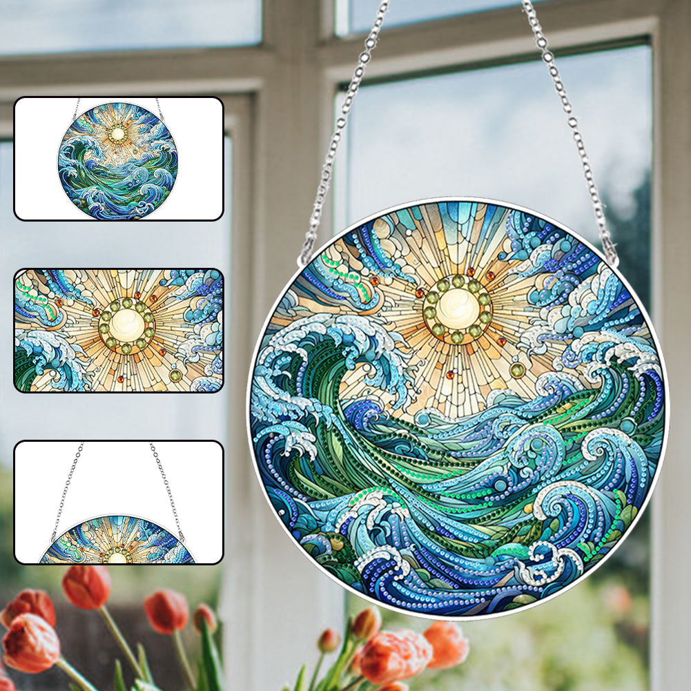 Suncatcher Animal Flower Stained Glass Colorful Diamond Painting Hanging Pendant