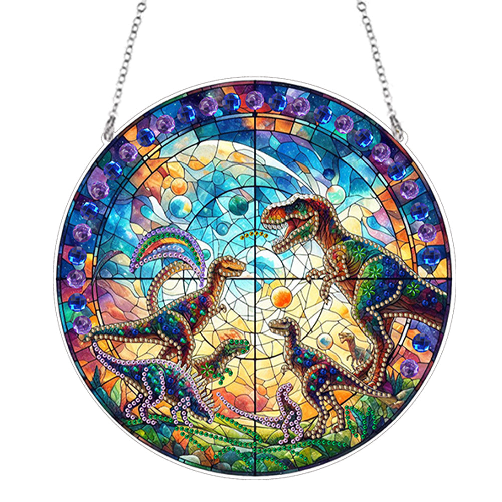 Suncatcher Animal Flower Stained Glass Colorful Diamond Painting Hanging Pendant