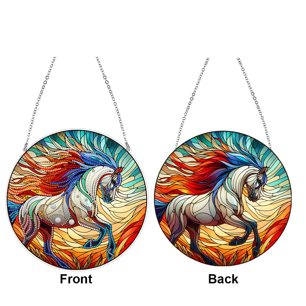 Suncatcher Animal Flower Stained Glass Colorful Diamond Painting Hanging Pendant