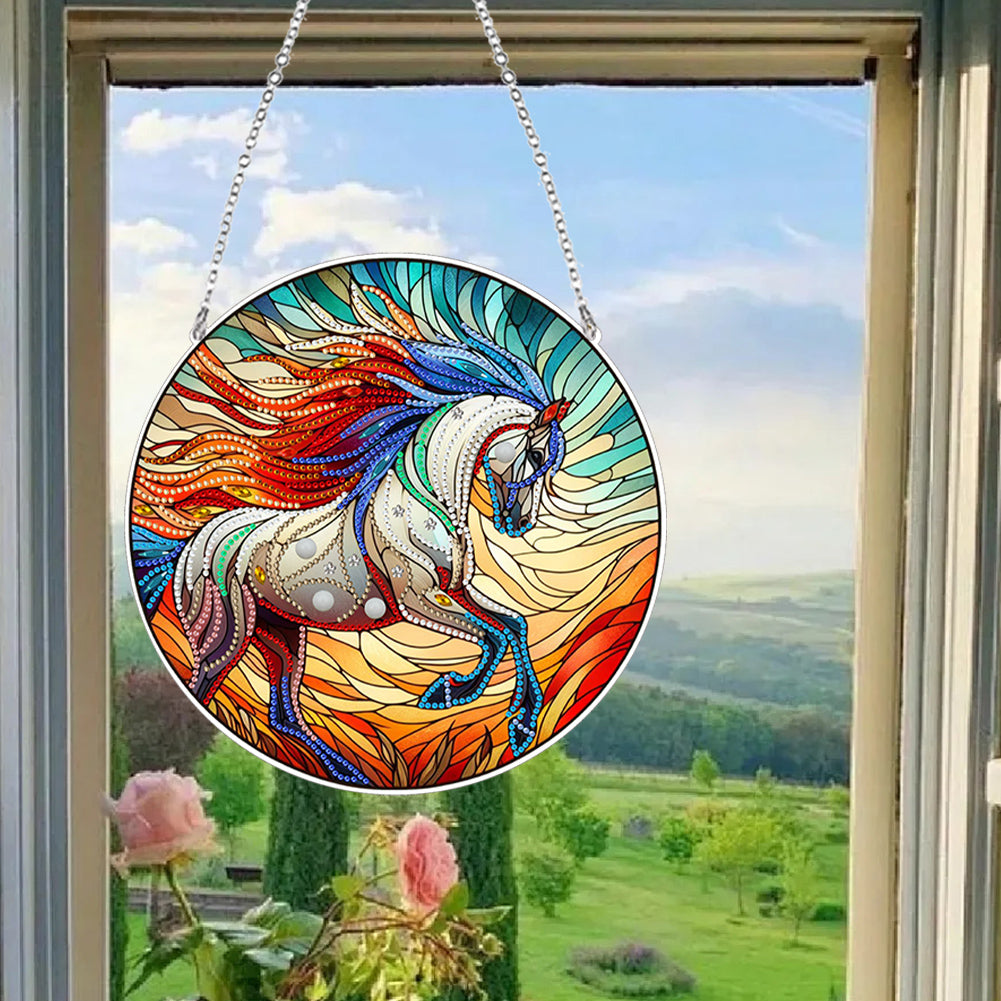 Suncatcher Animal Flower Stained Glass Colorful Diamond Painting Hanging Pendant
