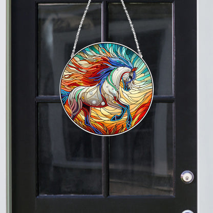 Suncatcher Animal Flower Stained Glass Colorful Diamond Painting Hanging Pendant