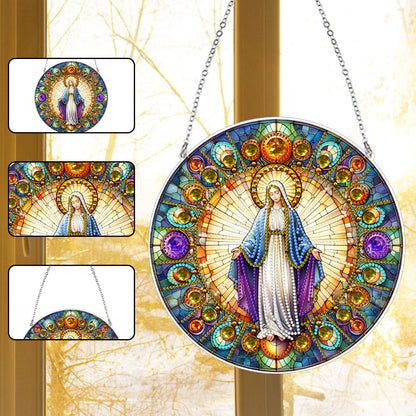 Suncatcher Animal Flower Stained Glass Colorful Diamond Painting Hanging Pendant