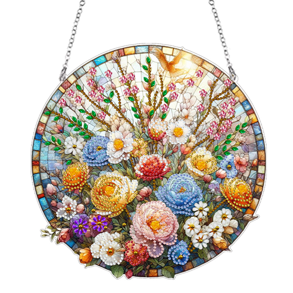 Suncatcher Animal Flower Stained Glass Colorful Diamond Painting Hanging Pendant