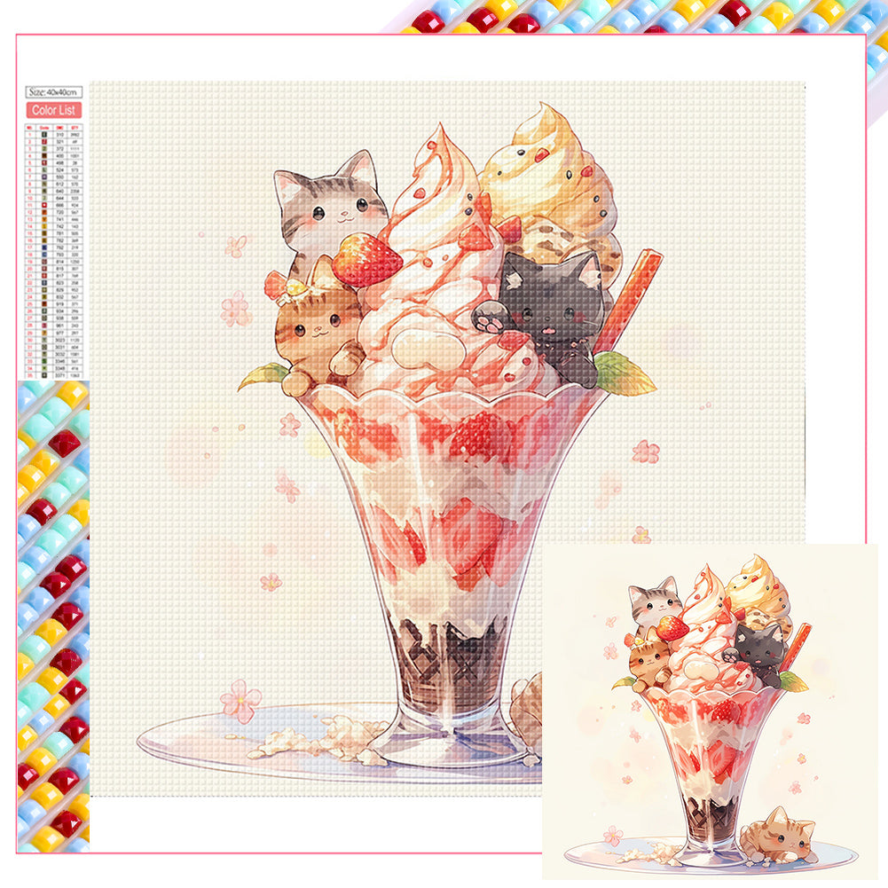 Diamond Painting - Full Square - cat ice cream (40*40CM)