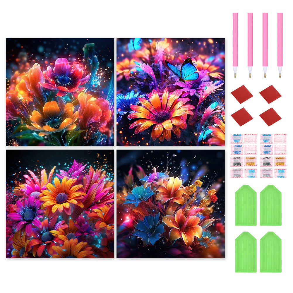 Diamond Painting - Full Round - glow-in-the-dark flowers (30*30CM)