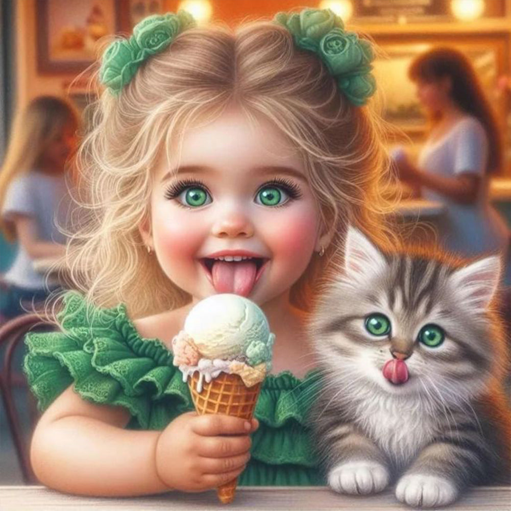 Diamond Painting - Full Round - cute little girl (30*30CM)