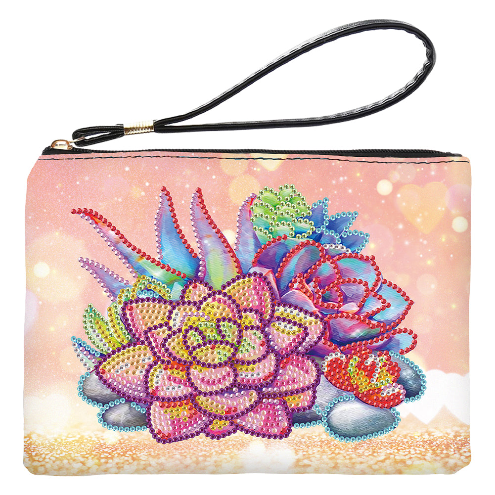 PU Partial Special Shaped Succulent 5D DIY Diamond Painting Wallet Daily Purse