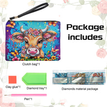Load image into Gallery viewer, PU Partial Special Shaped Flowers Cow 5D DIY Diamond Painting Wallet Daily Purse

