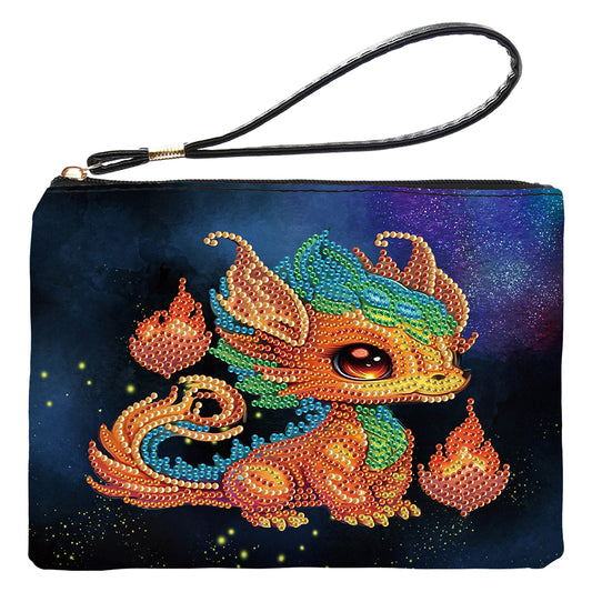 PU Partial Special Shaped Fire Dinosaur 5D DIY Diamond Painting Wallet Gifts