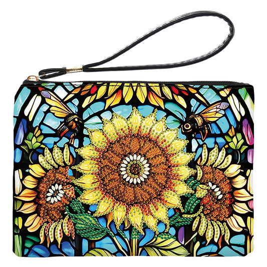 PU Partial Special Shaped Sunflower 5D DIY Diamond Painting Wallet Daily Purse