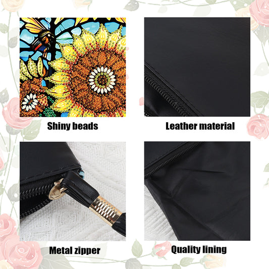 PU Partial Special Shaped Sunflower 5D DIY Diamond Painting Wallet Daily Purse