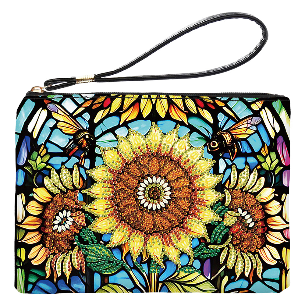 PU Partial Special Shaped Sunflower 5D DIY Diamond Painting Wallet Daily Purse