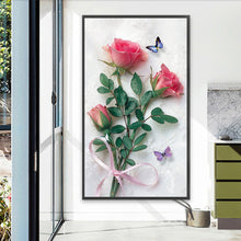 Load image into Gallery viewer, AB Diamond Painting - Full Round - butterfly rose flower (40*70CM)
