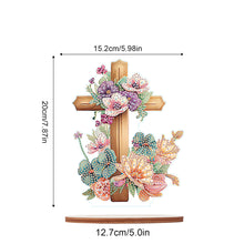 Load image into Gallery viewer, Wooden Special Shaped Flower Cross Diamond Painting Art Kits Desktop Decorations
