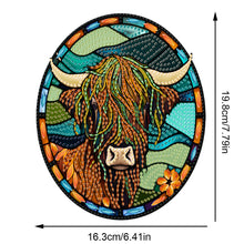 Load image into Gallery viewer, Acrylic Stained Glass Animal Diamond Painting Hanging Pendant Home Decor (Yak)
