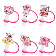 Load image into Gallery viewer, 6/8Pcs Acrylic Silicone Cartoon Diamond Painting Straw Tips Protectors Decor

