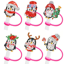 Load image into Gallery viewer, 6/8Pcs Acrylic Silicone Cartoon Diamond Painting Straw Tips Protectors Decor
