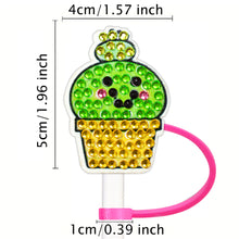 Load image into Gallery viewer, 6/8Pcs Acrylic Silicone Cartoon Diamond Painting Straw Tips Protectors Decor

