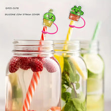 Load image into Gallery viewer, 6/8Pcs Acrylic Silicone Cartoon Diamond Painting Straw Tips Protectors Decor
