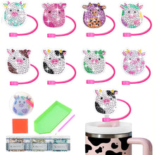 Load image into Gallery viewer, 6/8Pcs Acrylic Silicone Cartoon Diamond Painting Straw Tips Protectors Decor
