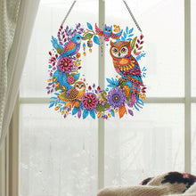 Load image into Gallery viewer, Acrylic Special Shaped Diamond Art Painting Owl Wreath Hanging Sign Decoration
