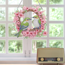Load image into Gallery viewer, Acrylic Special Shaped Diamond Art Painting Bird Wreath Hanging Sign Decoration
