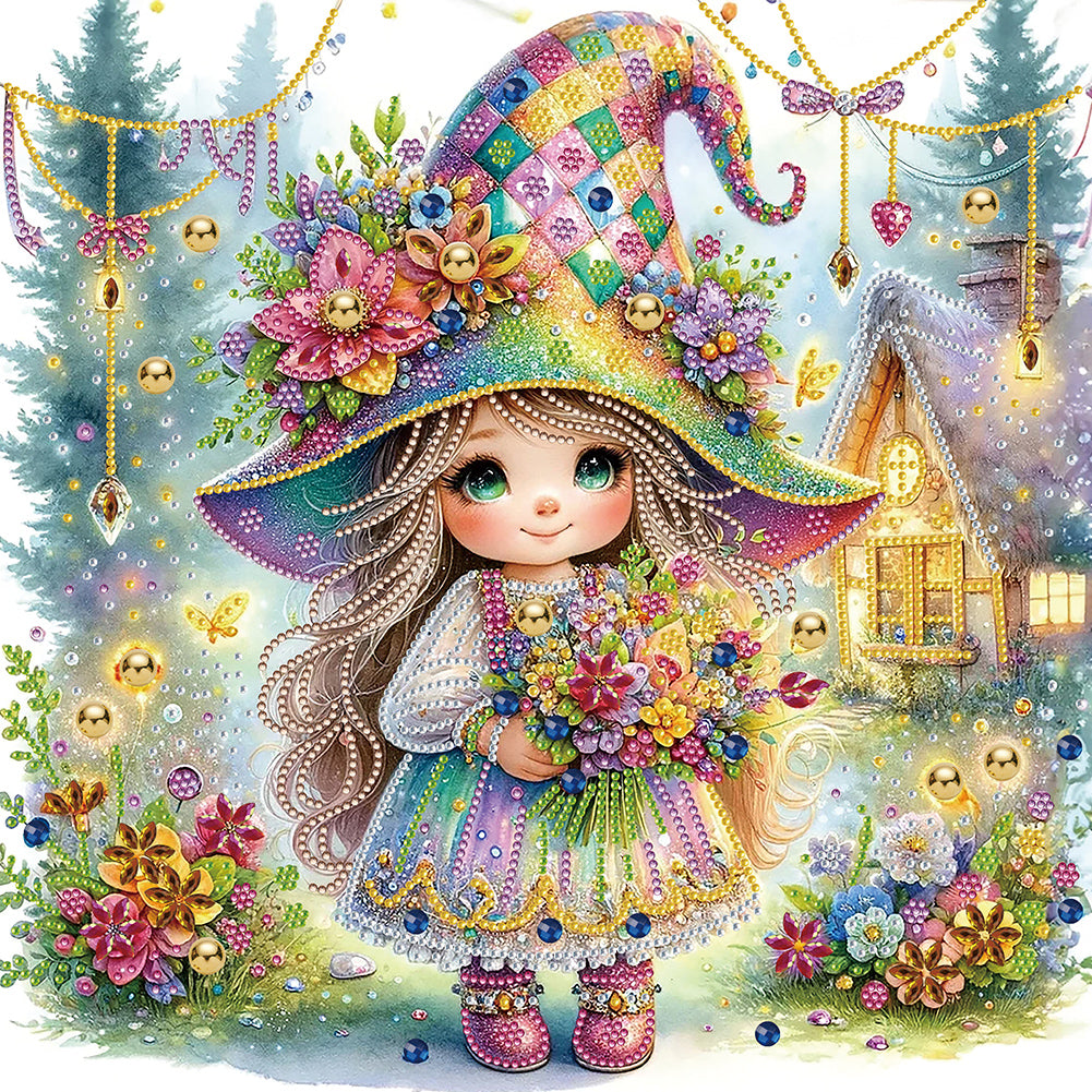 Diamond Painting - Partial Special Shaped - forest curly girl (40*40CM)