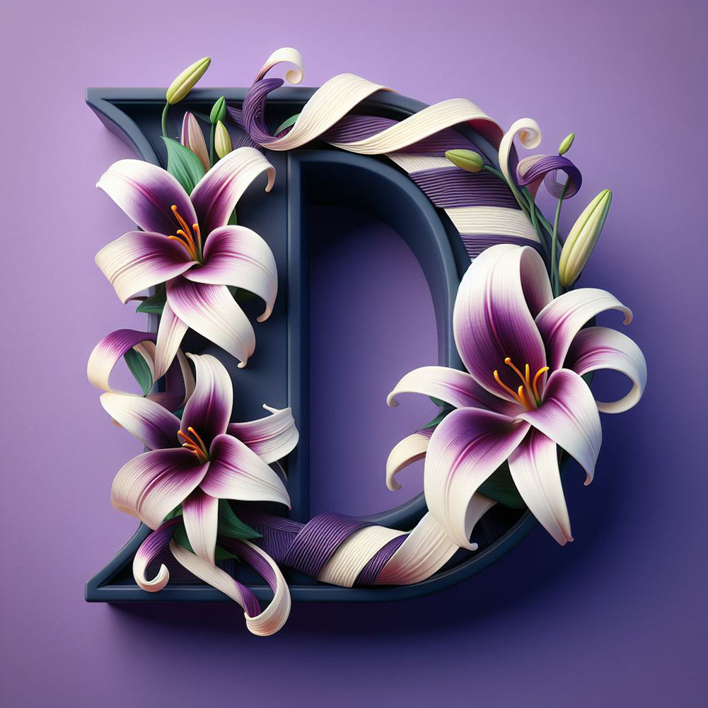 Diamond Painting - Full Round - Lily letter D (40*40CM)