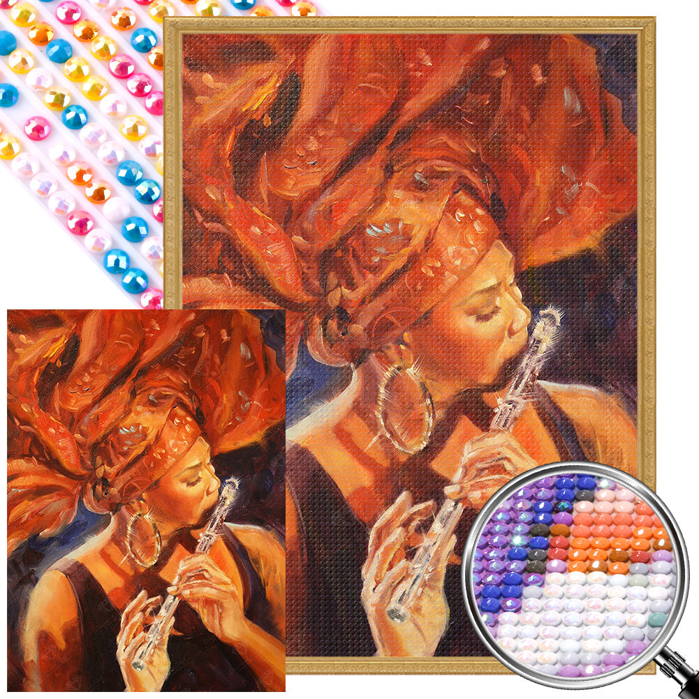 AB Diamond Painting - Full Round - woman playing musical instrument (35*50CM)