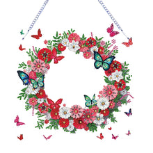 Load image into Gallery viewer, Special Shaped Diamond Art Painting Flower Butterfly Wreath Hanging Sign Decor
