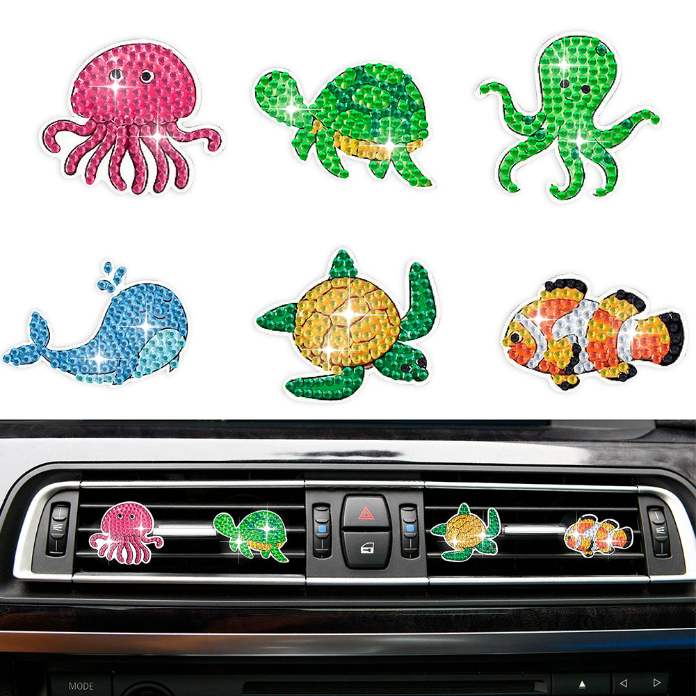 6Pcs Animal Diamond Painting Car Air Vent Clips Diamond Painting Car Inter Decor