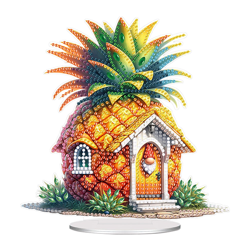 Acrylic Special Shaped Pineapple House Diamond Painting Desktop Ornaments Kit
