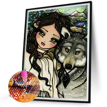 Load image into Gallery viewer, AB Diamond Painting - Full Round - wolf and girl (40*55CM)
