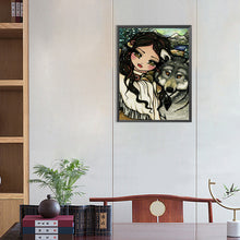 Load image into Gallery viewer, AB Diamond Painting - Full Round - wolf and girl (40*55CM)
