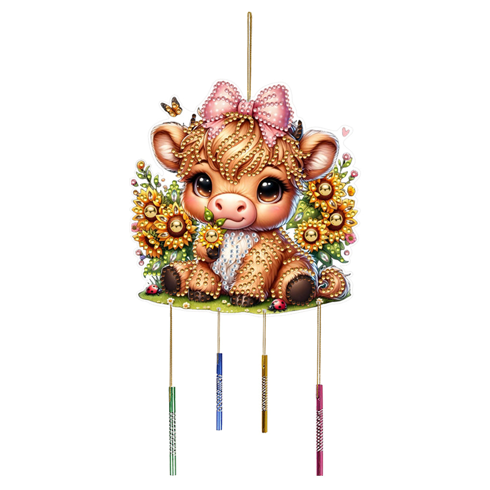 Double Sided Special Shaped Calf Diamond Art Painting Wind Bell Hanging Sign