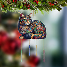 Load image into Gallery viewer, Double Sided Special Shaped Cat Diamond Art Painting Wind Bell Hanging Sign
